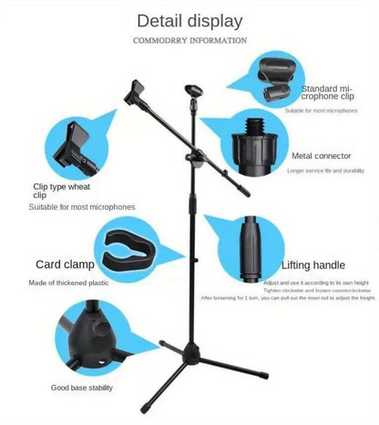 Adjustable Tripod Microphone Boom Stand for Studio, Podcast and Stage detail image - detail view 17