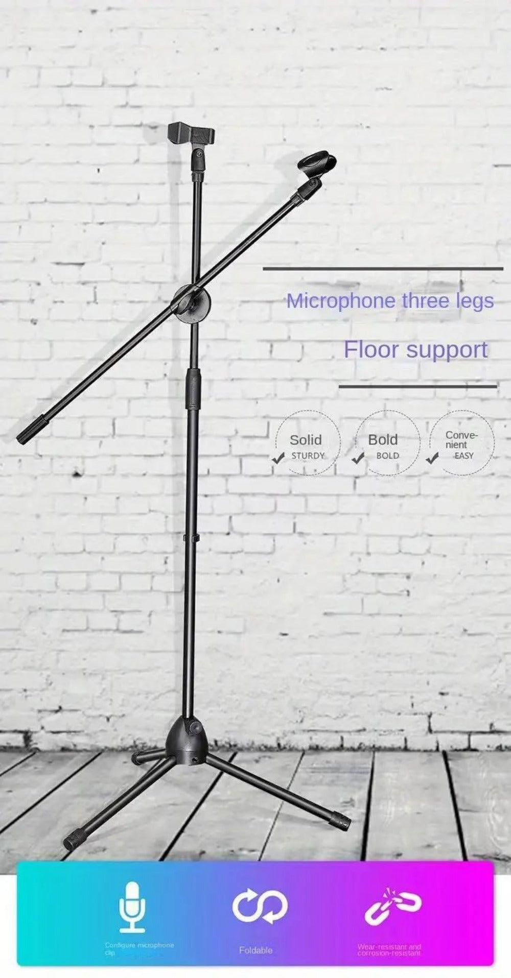 Adjustable Tripod Microphone Boom Stand for Studio, Podcast and Stage detail image - detail view 18