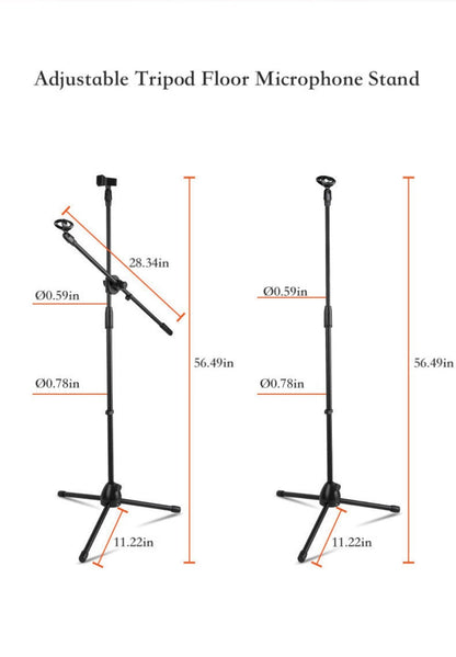 Adjustable Tripod Microphone Boom Stand for Studio, Podcast and Stage detail image