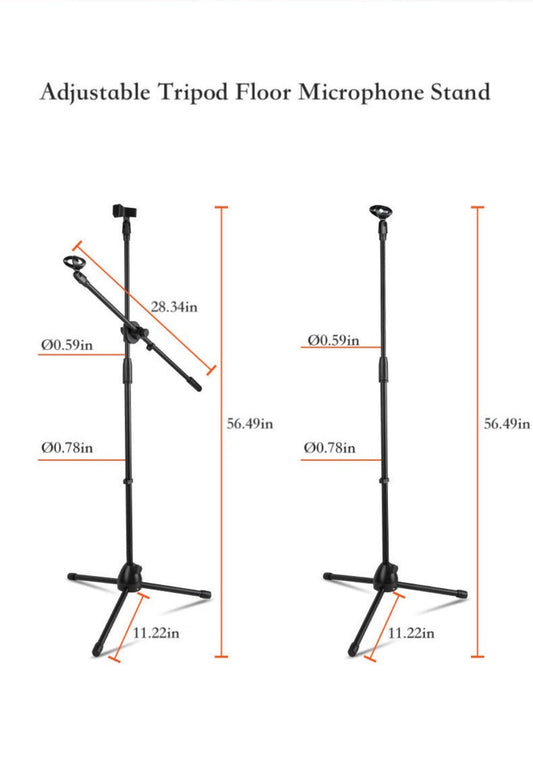 Adjustable Tripod Microphone Boom Stand for Studio, Podcast and Stage detail image