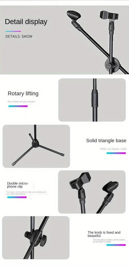 Adjustable Tripod Microphone Boom Stand for Studio, Podcast and Stage detail image - detail view 23