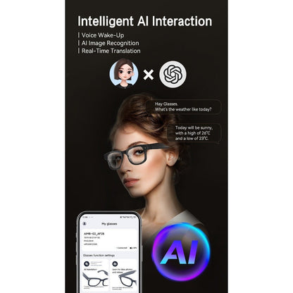 AI Smart Glasses HD Video Recording 8MP Camera - AI Object Recognition, Real-Time Translation, Touch Control, Bluetooth Calls & Music, Wearable Tech for Travel Outdoor 2026