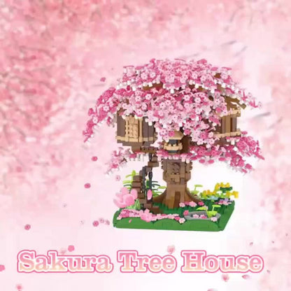 Sakura Cherry Blossom Tree House Building Blocks 1020-2028pcs – DIY Mini Brick Assembly Collectible Display Model, Relaxing Creative Gift for Adults Teens Girls Boys, Birthday Christmas Home Decor