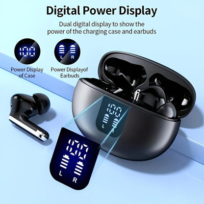 Black or White Stem-Style Translation Earphones with Digital Charging Case and Two Color Options