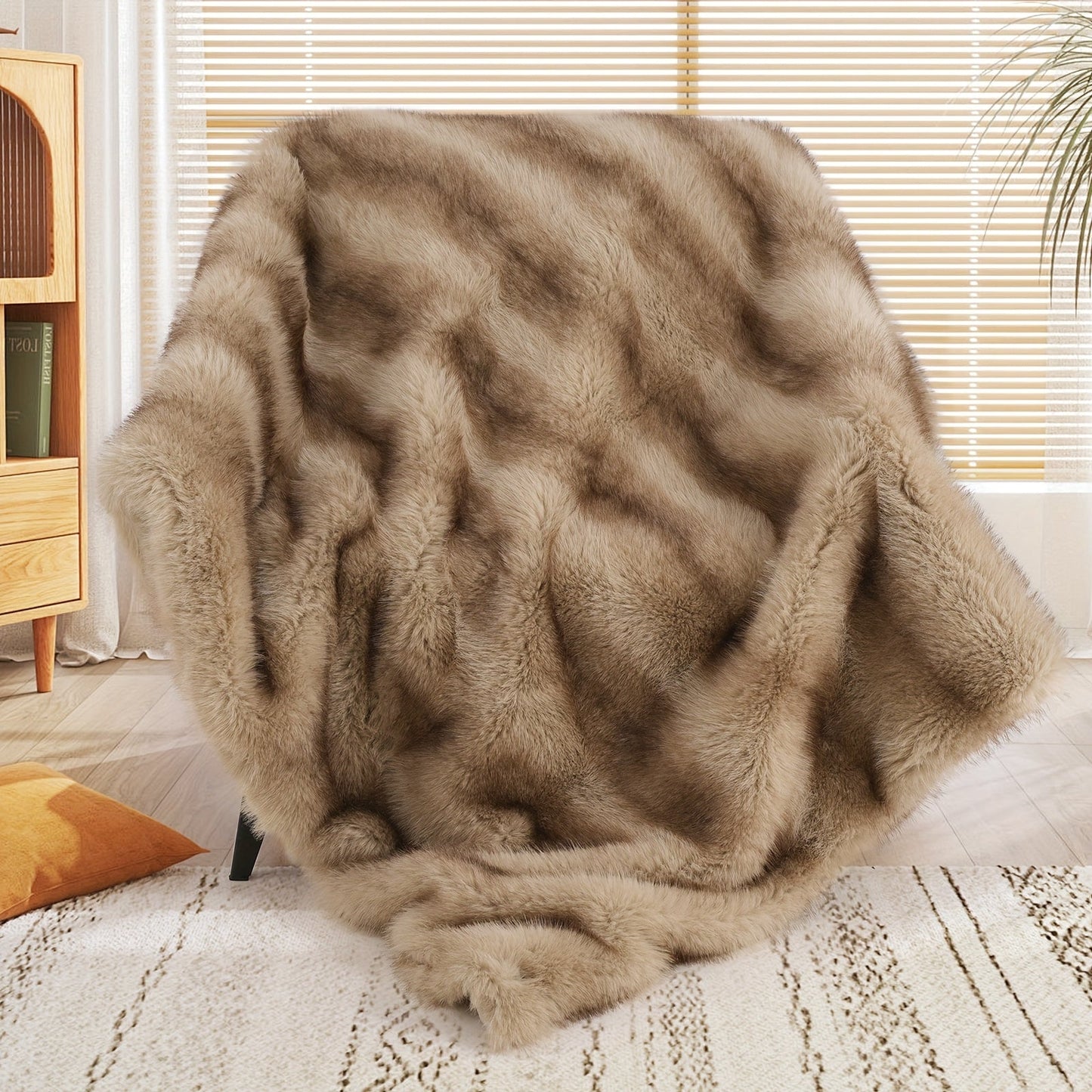 Faux Fur Throw Blanket 1060GSM Luxury - Super Soft Reversible Plush Mink Blanket for Bed Couch Sofa, Oversized Heavy Weight Cozy Blanket, Leopard Animal Print & Solid Colors, Throw & Twin Size