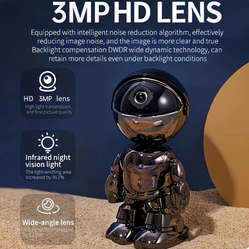 Security Camera 3MP Robot-Style Indoor Model with 360 Pan-Tilt, Auto Motion Tracking and Two-Way Audio