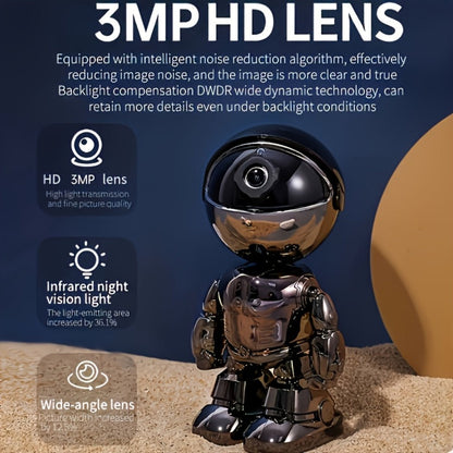Security Camera 3MP Robot-Style Indoor Model with 360 Pan-Tilt, Auto Motion Tracking and Two-Way Audio