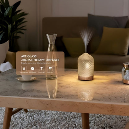 200ml Essential Oil Diffuser with Textured Glass-Style Cover, Seven-Color Light and 2H, 4H or 6H Timer
