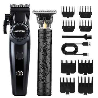 Hair Clipper WEEME Dragon and Phoenix Two-Tool Set with USB-C Charging, Four Guide Combs and Three Finishes