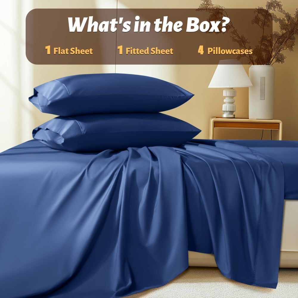 Bed Sheet Set 4-Piece Bamboo-Derived Fabric with Source-Listed Extra-Deep Pocket and Eighteen Colors