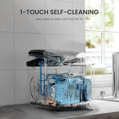 Countertop Bullet Ice Maker with 26 lb Daily Label, Cleaning Cycle and Four Color Selections
