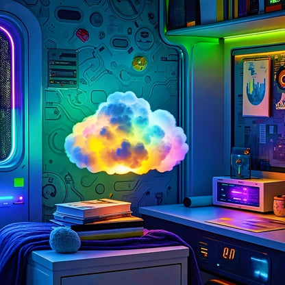 Cloud-Shaped Wall Light Kit with 140cm Color Light String, Cloud Material and Adhesive Pieces