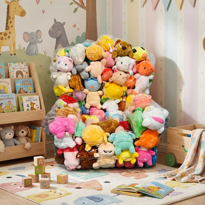 Transparent Plush Toy Storage Bag with Zipper Closure, Openable 100 x 90 cm Clear Organizer Cover