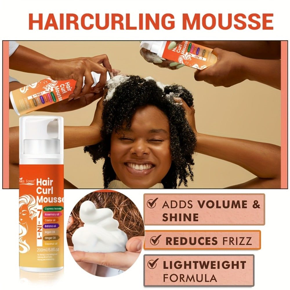 6.76 oz Seven-in-One Curl Mousse with Rosemary, Castor and Coconut Oils for Wavy or Curly Hair