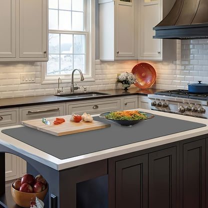Kitchen Counter Mat Heat Resistant Countertop Protector Pad Extra Large Cuttable Non-Slip Mat for Kitchen Counter Dining Table - Waterproof Protective Mat 36 inch 47 inch Black Gray