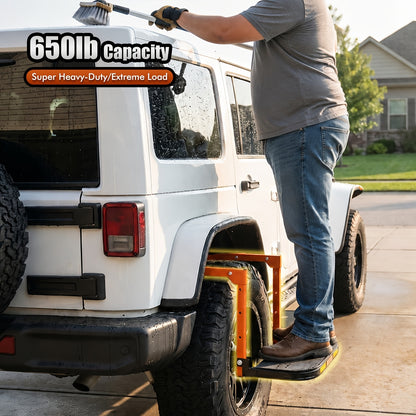 Tire Step Foldable Anti-Slip Thickened – 300 / 500 / 650 lb Capacity Adjustable Height for Truck SUV Trailer Maintenance, Fits Tires Up to 13.5" Wide, Portable