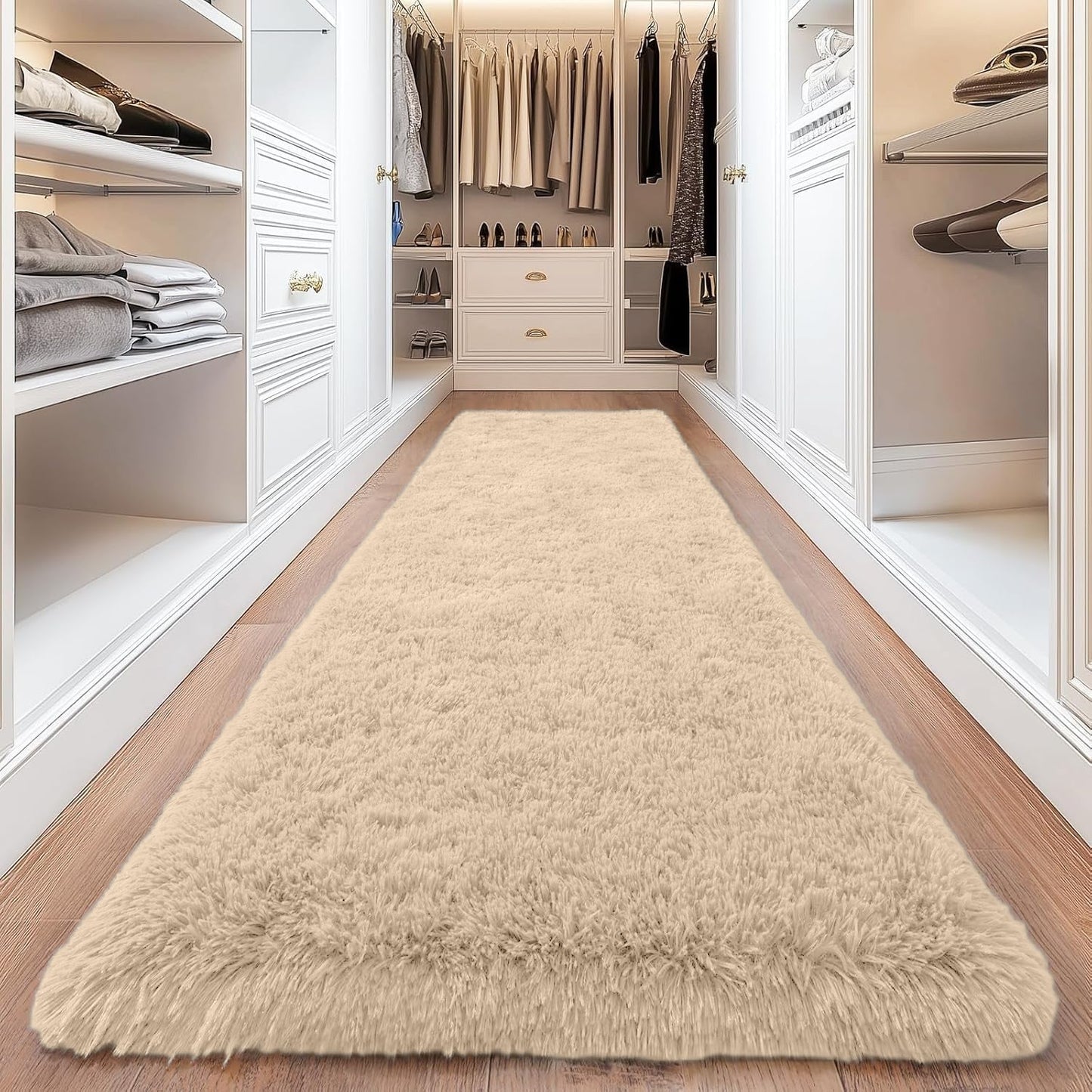 Area Rug, 4x6 Foot Shaggy Faux-Fur Indoor Carpet in Five Solid Colors with Machine-Wash Care