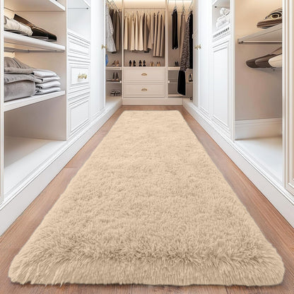 Area Rug, 4x6 Foot Shaggy Faux-Fur Indoor Carpet in Five Solid Colors with Machine-Wash Care