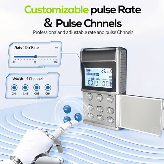 TENS EMS Unit Rechargeable Pain Relief Device, 20 Intensity Levels 48 Modes Electric Muscle Stimulator for Back Neck Shoulder Knee Wrist Pain, 8 Electrode Pads & Carry Case Included