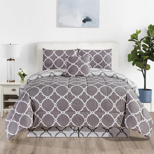 5-Piece Comforter Set – Down Alternative Reversible Quilted Bedding with Bed Skirt & Pillow Shams, Twin Queen King, All Seasons – 13 Colors