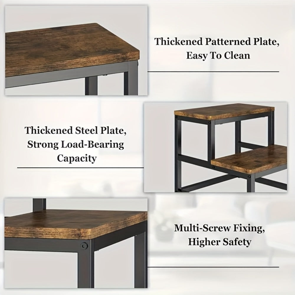 Fixed Two-Tier Metal Frame Step Stool, Approximately 15.7 x 15.7 x 13.2 Inches in Three Finishes
