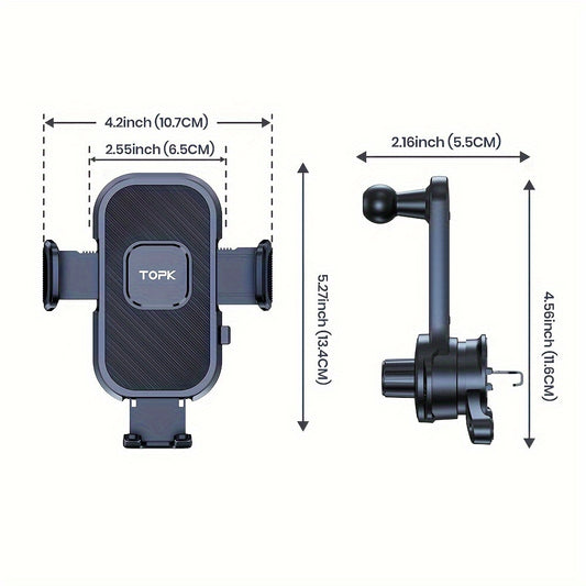 Dashboard Phone Mount Extended Arm 3-Point Support – Adjustable Car Phone Holder with Extendable Metal Hook, Secure Hands-Free Grip, Durable ABS, Universal Fit for All Smartphones