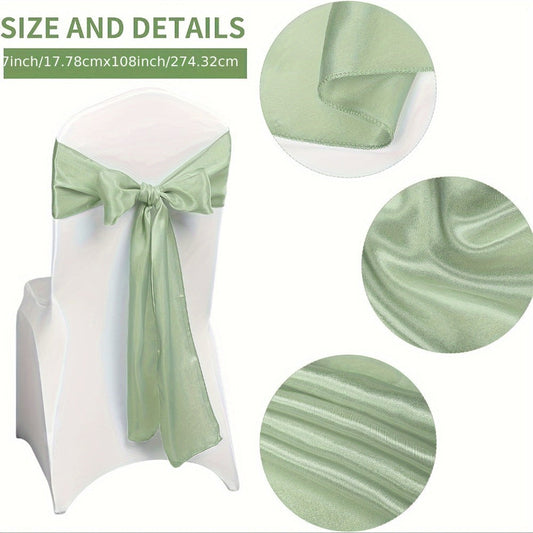 100pcs Satin Chair Sashes Bows for Wedding Banquet Party Event Decoration – 13 Colors, 18×275cm