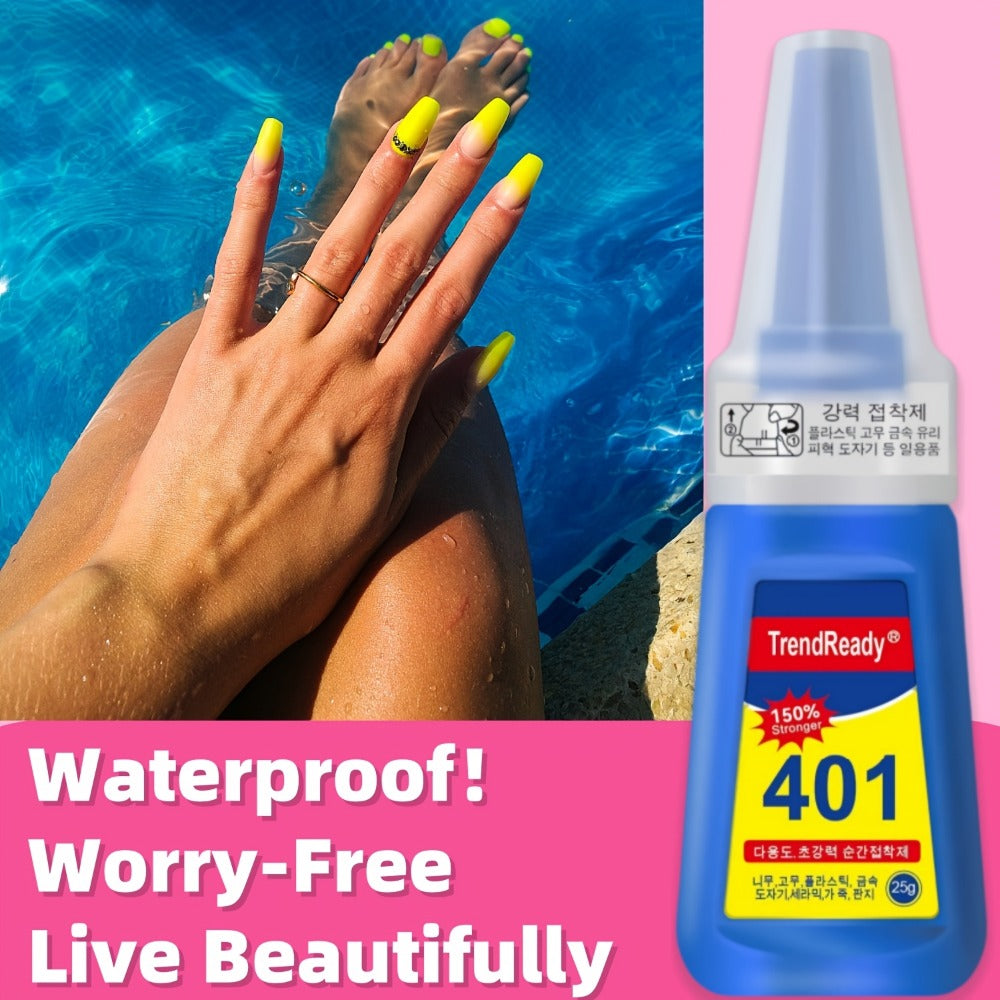 Nail Glue Set, TrendReady 401 25g Bottles in 1+1, 3+1, 5+1 or 7+1 Pack Options with Pointed Nozzles