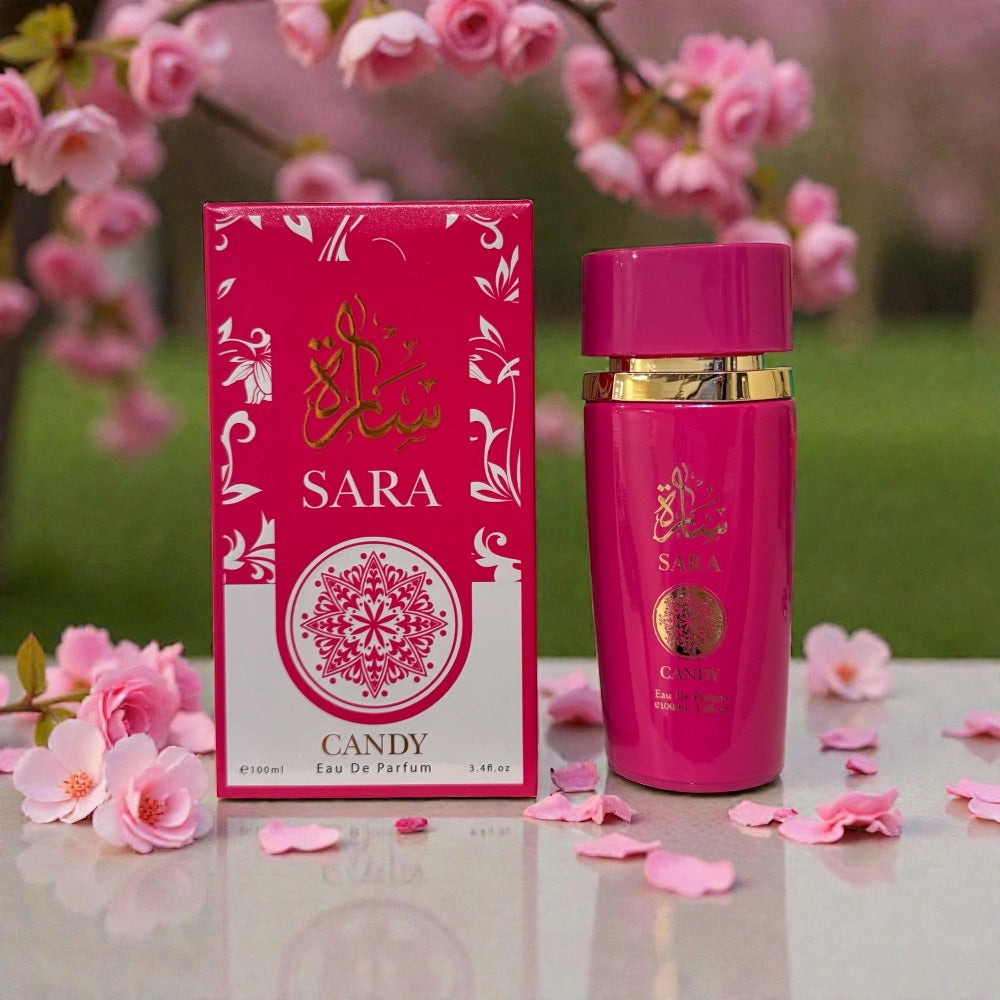 Eau de Parfum Sara Candy for Women 100ml in Bright Pink Box with 4-Note Source Profile for Daily Wear