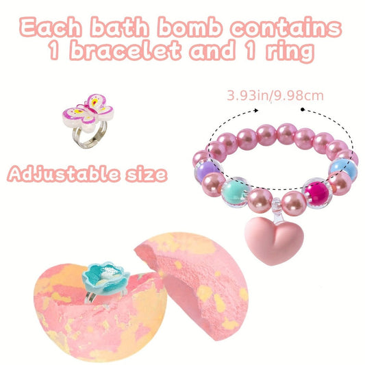 Bath Bombs with Surprise Gift Inside for Kids - Unicorn Salt Bath Bomb with Hidden Jewelry & Toys, Colorful Fizzing Bath Bomb Set for Girls Ages 3+, Fun Birthday Valentine's Day Christmas Gift