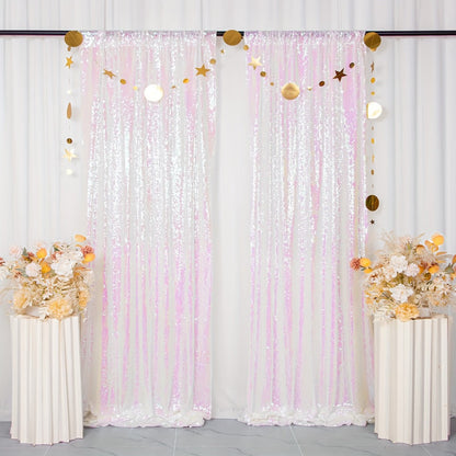 Sequin Backdrop Curtain for Party Wedding - 4x8ft Shimmering Glitter Curtain for Birthday Photo Booth Stage Decoration, Easy Hang, Multi-Color