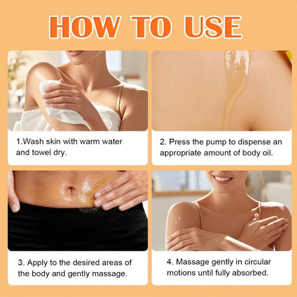 Papaya Glow Body Oil, Two-Piece Set of 200ml Flip-Top Bottles with Coordinated Orange Labels