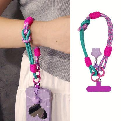 Nylon Phone Lanyard with Star Pendant Dual-Use Crossbody & Wrist Strap Adjustable Durable Neck Strap – 6 Colors for Outdoor Hiking Travel Festival Women Girls Teens Gift