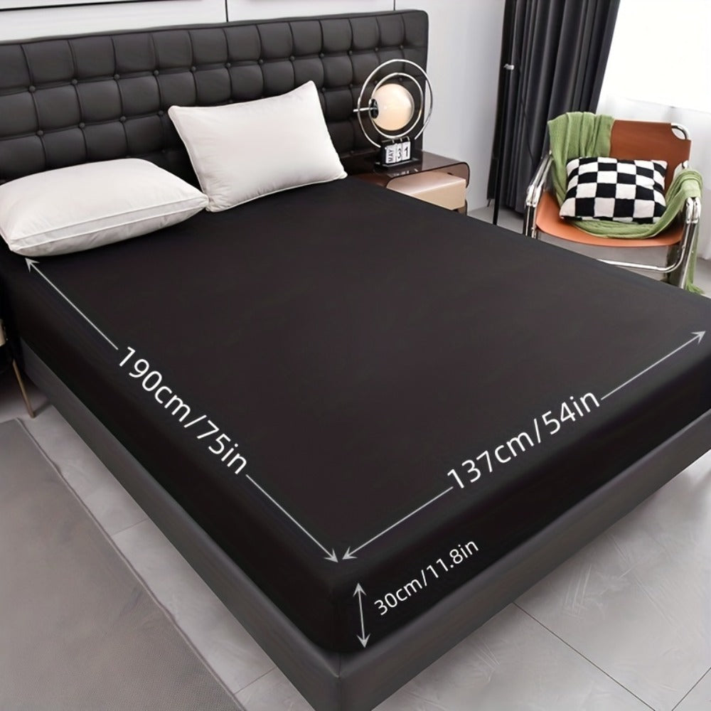 Waterproof Solid-Color Fitted Sheet with 11.8-Inch Pocket, Six Colors and Twin to King Sizes
