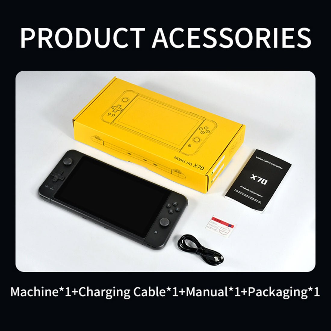 Handheld Game Console Powkiddy X70 with 7-Inch IPS HD, 1024x600 resolution, 32GB or 128GB Options, 3500mAh Battery, Mini HDMI