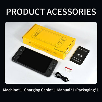Handheld Game Console Powkiddy X70 with 7-Inch IPS HD, 1024x600 resolution, 32GB or 128GB Options, 3500mAh Battery, Mini HDMI