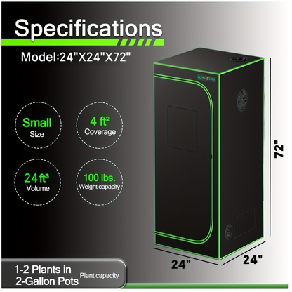 Indoor Grow Tent 1680D Lightproof with Viewing Window, Floor Tray & No-Tool Assembly, Hydroponic Setup for Seedling & Vertical Flowering
