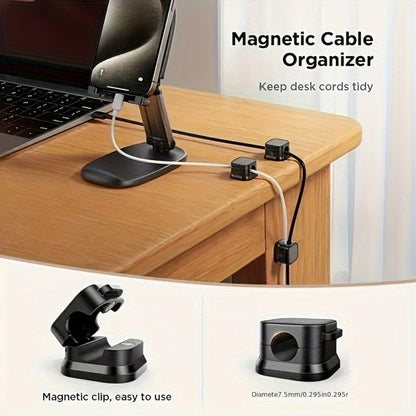 Magnetic Cable Organizer Clips, 16-Piece Black Square Set for Desk-Edge Cord Routing Pictured