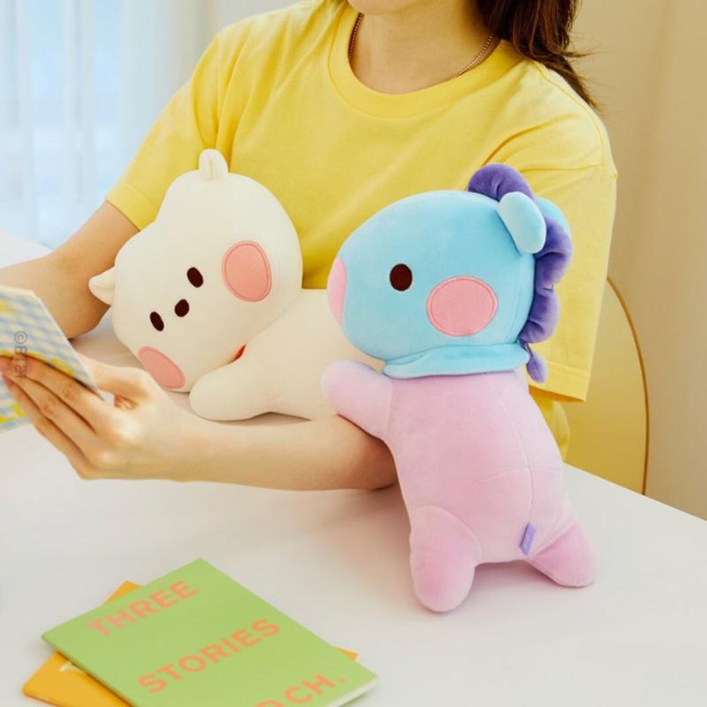 BT21 Minini Lying Cushion Official Plush Pillow Soft Stuffed Character Cushion for BTS ARMY Fans Collectible Kpop Merchandise Home Decor Gift Tata Chimmy RJ Cooky