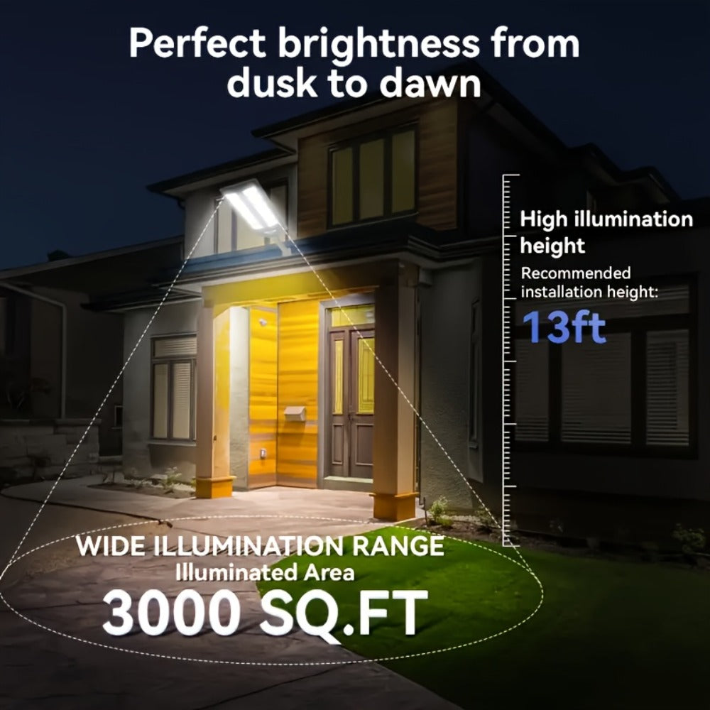 Solar Street Light, Outdoor, High Brightness Wide Angle Dusk to Dawn Solar Powered Remote Control for Parking Lot