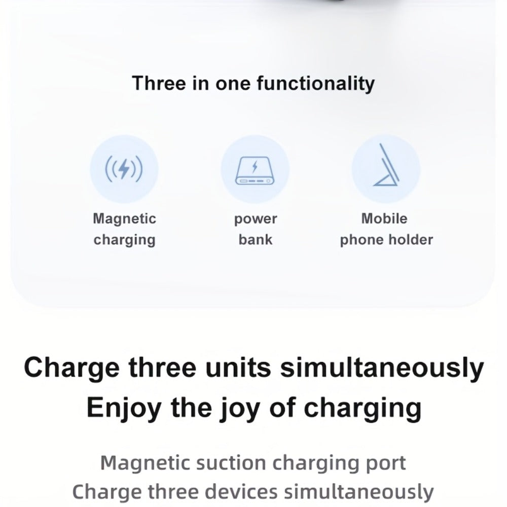 10000mAh Magnetic Power Bank with Folding Kickstand, Percentage Display and Multiple Charging Ports