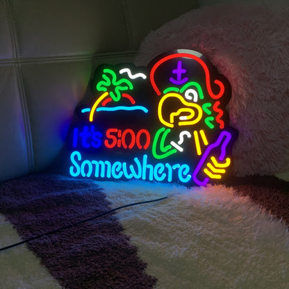 Novelty Five O’Clock Neon-Style Bar Wall Sign with Two Checkout Designs and 16.5 x 12.6-Inch Format