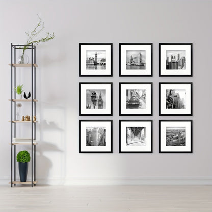 Three-Piece Square Picture Frame Set in Black or White with 8 x 8 or 12 x 12-Inch Wall Options
