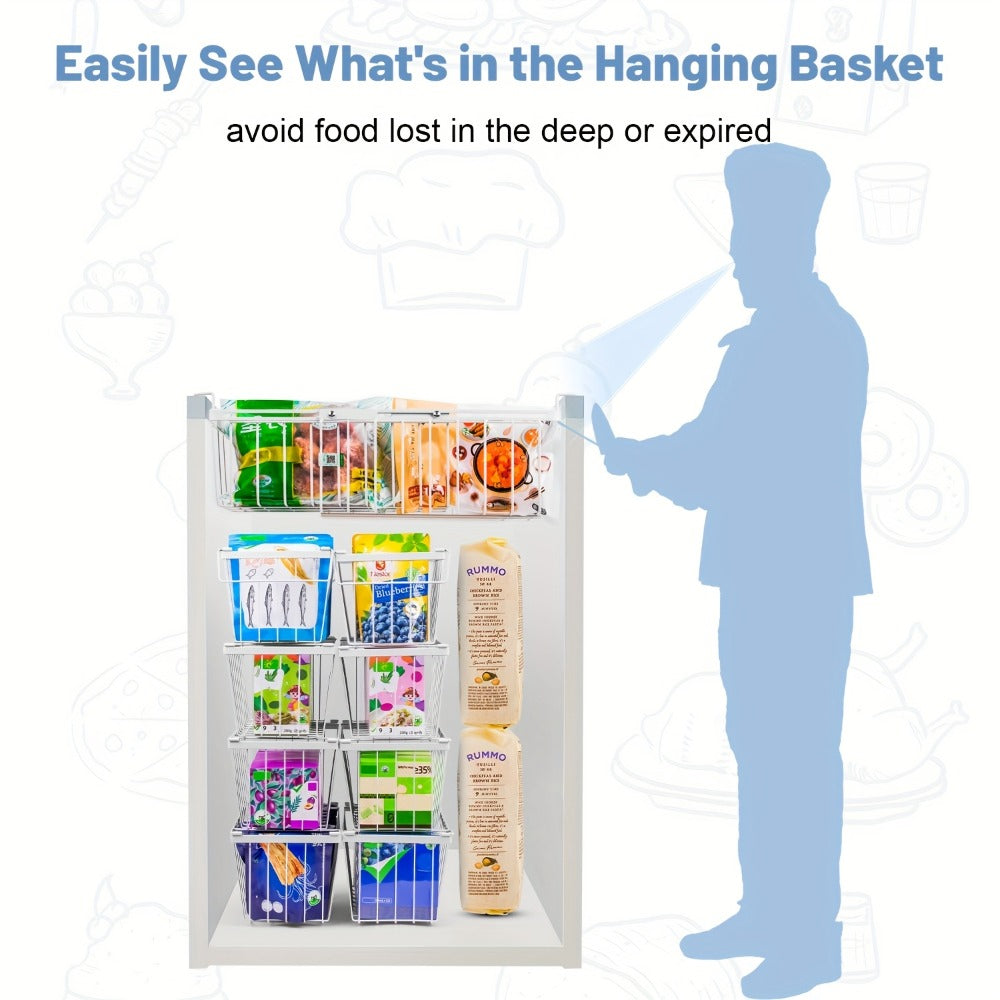 Expandable Wire Freezer Organizer Basket Set with Hanging Handles and 15.6- to 24.3-Inch Width Options