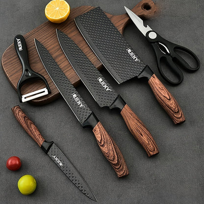 Kitchen Knife Set 6- or 7-Piece High-Carbon Stainless Steel with Wood Handles, Shears and Peeler