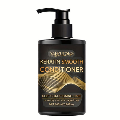 Keratin Shampoo and Conditioner Set Repairs Breakage Split Ends Moisturizes Scalp for Color-Treated Heat Damaged Dry Frizzy Hair All Hair Types Women Men 200ml Each