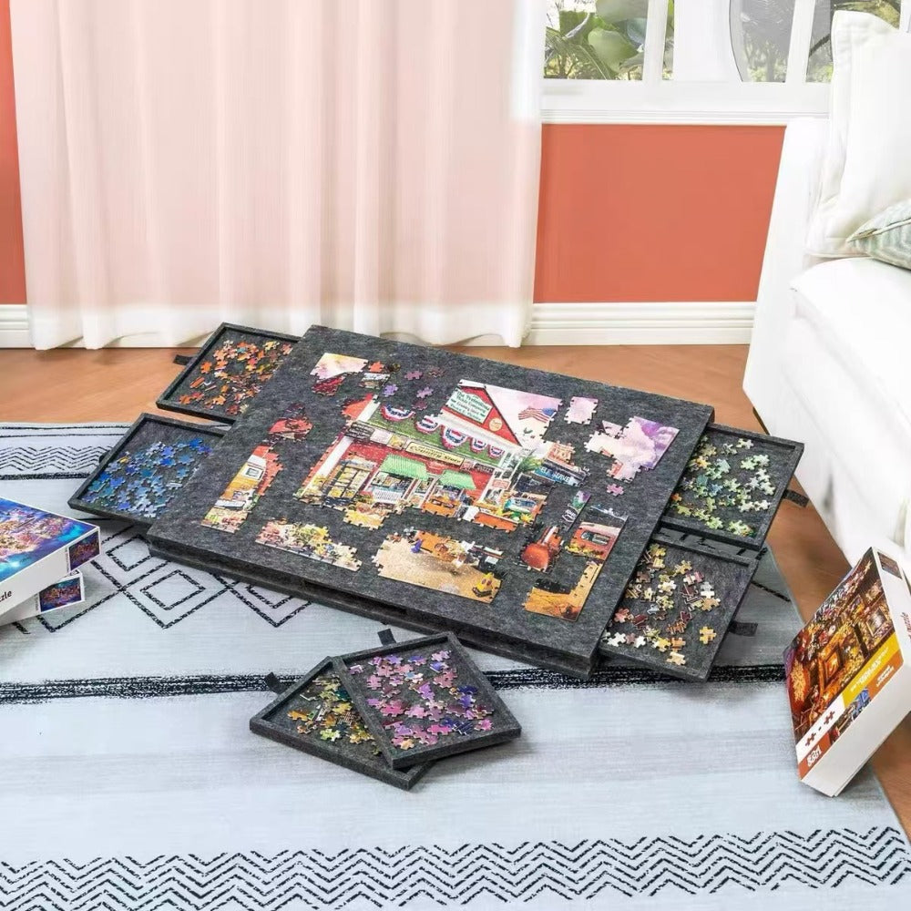 Jigsaw Puzzle Board with Drawers & Storage for 1000 & 1500 Piece Puzzles – Portable Non-Slip Puzzle Table Mat, Multiple Sizes & Colors, Perfect Gift for Puzzle Lovers & Adults