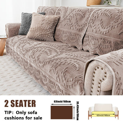 Sofa Cover Quilted Faux Rabbit Fur Plush Panels in 35.43-Inch Width with Seat, Pillowcase and Two-Piece Options