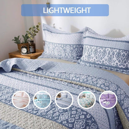 Lightweight Floral Quilt Set in Twin, Queen or King Sizes with 17 Paisley and Patchwork Color Options