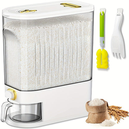 Rice Storage Container with Measuring Cup & Time Markings – Large Capacity 11/22LB Airtight Grain Dry Food Pantry Kitchen Organizer